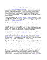 Https Www Maine Gov Dhhs Documents Coronavirus Covid 19 Guidance For Health Care Providers 051220 Pdf