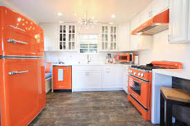 These high quality completely modern appliances offer all the benefits of today's technology along with a great. Orange Retro Kitchen Appliances With Modern Touch Transitional Kitchen Los Angeles Houzz