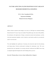 A waterproofing warranty is a legally binding agreement which a company guarantees that some or all its work will be free of defects, typically for a specific there are different types of warranties used in the waterproofing industry. Pdf Factors Affecting Water Tightness In Wet Areas Of High Rise Residential Buildings