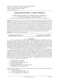 Imports for 2015/16 were 4.1 million tons, up by 17 % from 3.5 Pdf Analysis Of Food Policy A Study Of Malaysia Iosr Journals Academia Edu