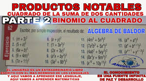 Algebra de baldor ejercicio 269 literales del 16 al 20 gatitatv. Productos Notables Binomio Al Cuadrado Algebra De Baldor Ejercicio 62 Parte 1 Problemas 1 10 Youtube