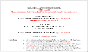 Bahasa yang dipakai dalam surat undangan biasanya selalu memakai. Contoh Surat Keputusan Sk Panitia Kegiatan Bulan Ramadhan Tutup Kurung