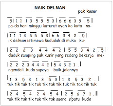 Not Angka Lagu Anak Naik Delman
