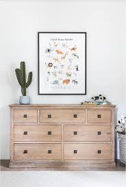 Give an ikea dresser a cheerful alphabet makeover! Brushed Oak Nursery Dresser With Alphabet Art Transitional Nursery