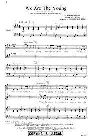 We Are The Young Two Part By Donnely St Sheet Music Choral Sheet Music Music