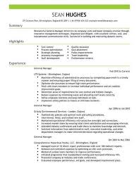 Management General Manager Cv Template Cv Samples Examples Server Resume Resume Examples Resume Template Examples