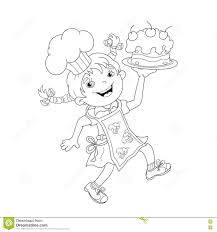 ✓ free for commercial use ✓ high quality images. Coloring Page Outline Of Cartoon Girl Chef With Cake Cartoondealer Com 71825157