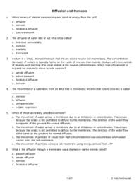 Leaving certificate biology (diffusion and osmosis) quiz on diffusion and osmosis, created by eimearkelly3 on 10/07/2013. Diffusion And Osmosis Grade 9 Free Printable Tests And Worksheets Helpteaching Com