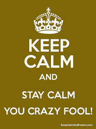 KEEP CALM AND STAY CALM YOU CRAZY FOOL! - Keep Calm and Posters Generator,  Maker For Free - KeepCalmAndPosters.com