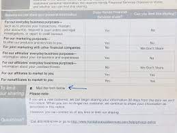 The next best way to talk to their customer support team, according to other honda financial customers, is by telling gethuman about your issue above and letting us find somebody to help you. Jonathan Mugan On Twitter If You Want Honda Financial Services To Not Share Your Information For Nonaffiliates To Market To You You Have To Mail In A Form Like With A Stamp