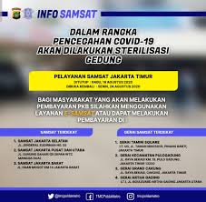 Bagaimana cara dan berapa biaya mutasi kendaraan bermotor tahun 2020? Disterilisasi Gedung Samsat Jakarta Timur Ditutup Sementara Buka Lagi Tanggal 24 Agustus