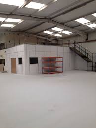 New Mezzanine Floor Complete With New Ground Floor Office Area Metal Building Homes Garage Design Warehouse Design