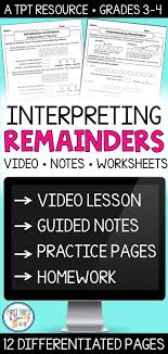 2x1 Digit Division With Remainders Interpreting Remainders Differentiated Workshee Interpreting Remainders Interpreting Remainders Activities Word Problems
