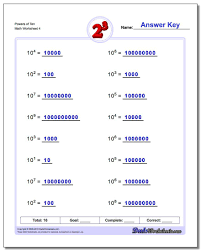 Powers Of Ten Worksheet Scientific Notation Worksheet Math Worksheets Free Math Worksheets