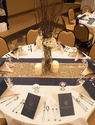 Black And Gold Table Decorations Ideas Brittany Kyle Centerpiece4 Web Gold Wedding Colors Wedding Decorations Navy Blue And Gold Wedding