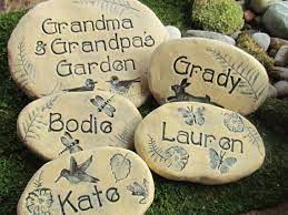 Personalized Set Of Garden Stones Handmade Ceramic Pottery For Outdoors Unique Gardening Gift For Gr Grandparent Gifts Garden Gifts Handmade Ceramics Pottery