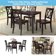 The dining tables in our black dining sets include round tables with central pedestal and square or rectangular tables with metal legs. Buy Black Dining Table Set For 4 Modern 5 Piece Dining Room Table Sets With Chairs Heavy Duty Wooden Rectangular Kitchen Table Set For Home Kitchen Living Room Restaurant L865 Online In