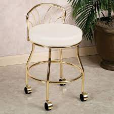 Skip to navigation skip to primary content. Flare Back Metallic Finish Vanity Chair With Casters