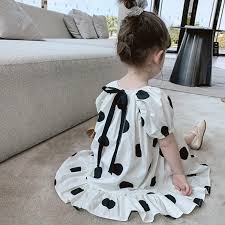 Kids toddler girls' active sweet the little mermaid patchwork patchwork short sleeve midi dress green. Baby Girl Polka Dot Dress Cute 100 Cotton Little Girl Mini Dresses For Kids 1 8 Years Shopee Singapore