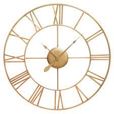 Hampton Brass Metal Wall Clock 41 At Home Metal Clock Gold Wall Clock Wall Clocks Living Room