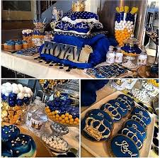 Blue Gold Royal Baby Shower Candy Buffet Crown Pillow Cake Baby Shower Candy Royalty Baby Shower Royal Baby Showers