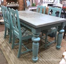 This Farmhouse Table Is Amazing Painted In Higgins Lake And Layers Of Glaze On Top Wis Painted Farmhouse Table Farmhouse Table Turquoise Painted Furniture