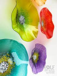 Glass flower vase, blue hand blown glass vase,decorative glass vase for home decor,modern floral vase for living room, centerpieces, tabletop, wedding. Blown Glass Wall Art Sculptures Flowers Rondels At Blown Glass Wall Art Flowers Wolf Art Glass
