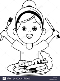 There is a simple beauty to black and white photos. Child Eating Healthy Food Clipart Black And White Picshealth