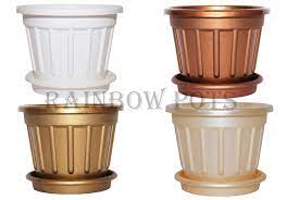 Plastic round indoor outdoor planters. Colour Plastic Plant Pot Flower Pots Planters With Saucer Tray 16 18 20 Cm 18 Cm 7 1 Inch Copper Buy Online In Moldova At Moldova Desertcart Com Productid 60765390