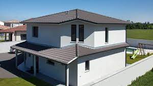 Toiture En Tuiles Mineral Coloris Plein Ciel Brun Toiture Tuile Tuile Beton Maison