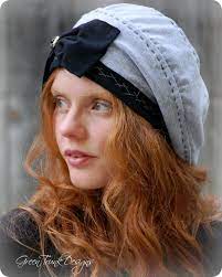 Slouch Beanie Hat In Gray With Large Black Bow Slouch Beanie Hats Recycled T Shirts Beanie Hats