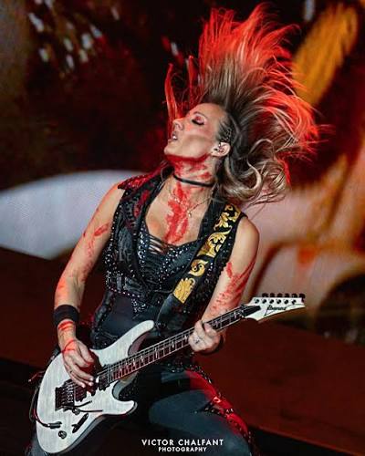 Join me today in wishing a very happy birthday to the Hurricane, Nita  Strauss. ———————————————————— @hurricanenita #nitastrauss #hurricane  #shredder #guitarist #alicecooper #tourphotographer #victorchalfant