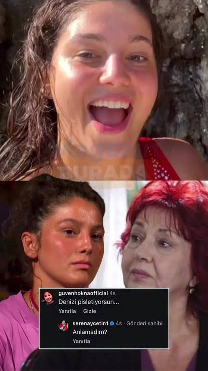 Yaprak Dökümü’nün Hayriye’si Güven Hokna, Survivor yarışmacısı Seren Ay  Çetin’in paylaşımına “Denizi pisletiyorsun” yorumunda bulundu. Seren Ay  Çetin’den tepki ise gecikmedi: “Aman ağzımızın tadı ...