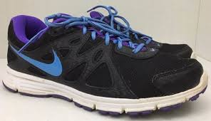 Black And Purple Nike Running Shoes Nike Revolution 2 Running Shoe 554900 023 Size 10 Black W Purple And Blue Running Shoes Nike Blue And Purple