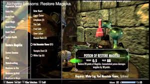 Hi guys, i want to share my alchemy recipes with you. Skyrim Part 25 Compendium Restore Health Magicka Stamina Potions Youtube