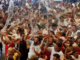 But he'll have to enjoy a cold one in a local bar during the contest as no fans are allowed inside the stadium. Photos England Soccer Fans Go Viral For Their Wild Celebrations
