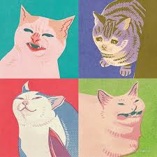Four Meme Cats Of The Apocalypse Art Print By Karmabees In 2021 Art Cute Art Apocalypse Art