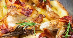 This Bacon Baked Chicken And Potatoes Is Mouthwateringly Good Everyone Will Be Coming Back For Seconds Chicken Recipes Recipes Chicken Main Dishes