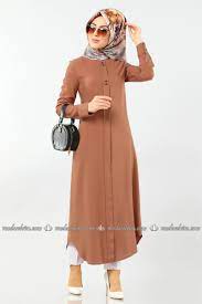 Aksesuar Dugmeli Tesettur Tunik 2173ms212 Taba Modaselvim Muslim Fashion Outfits Blouse Casual Fashion Muslimah Fashion Outfits