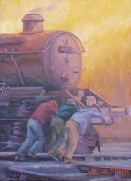 Artboy S Portfolio My Oil Paintings Trains Planes And Automobiles Train Art Painting Railroad Pictures