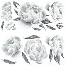 This is not a paper, it's something fantastic. Roommates Black And White Peony Giant Peel And Stick Wall Decals Rmk4413gm The Home Depot