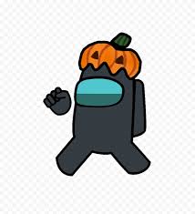 Hd Black Among Us Crewmate Character With Pumpkin Hat Png Citypng