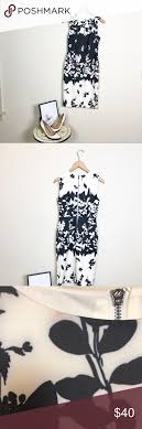 Dkny Cream And Black Floral Print Midi Dress Nwt Floral Print Midi Dress Cream Floral Dress Floral Prints