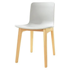Ihana dining chair with comfortable pad seat & solid beech wooden legs for mid century modern dining room living room bedroom kitchen & lounge (white colour x 1) 4.7 out of 5 stars 275 £44.99 £ 44. Grey Plastic Dining Chair With Light Wood Legs From Fusion Living