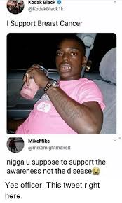 Partagez un gif et feuilletez ces recherches gif associées. Kodak Black L Support Breast Cancer Mikemike Nigga U Suppose To Support The Awareness Not The Disease Blackpeopletwitter Meme On Awwmemes Com