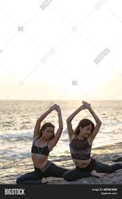 Girls lifestyle ~ yoga challenge + outtakes. Two Girls On Beach Image Photo Free Trial Bigstock