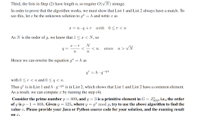 2 Shanks S Babystep Giantstep Algorithm Let G Z Chegg Com