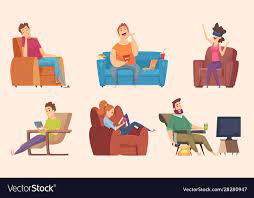 Just 20 minutes of moving may be all. Sedentary Lifestyle Man And Woman Sitting Vector Image