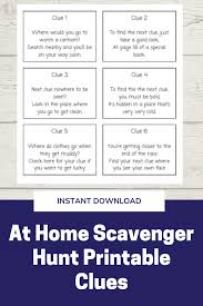 Birthday Scavenger Hunt Clues Printable At Home Scavenger Hunt With Rhyming Clues Printable Indoor Scavenger Hunt For Kids Birthday Treasure Hunt With 10 Clues Riddles In 2020 Kids Scavenger Hunt Clues Scavenger Hunt Clues Treasure Hunt Clues