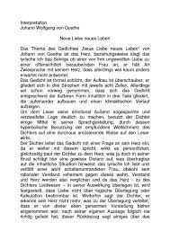 Das gedicht ist sehr einfach gehalten. Interpretation Des Goethe Gedichtes Neue Liebe Neues Leben Grin